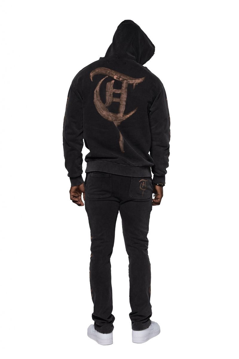Trnchs "Calligraphy" Stacked Joggers Vintage Black