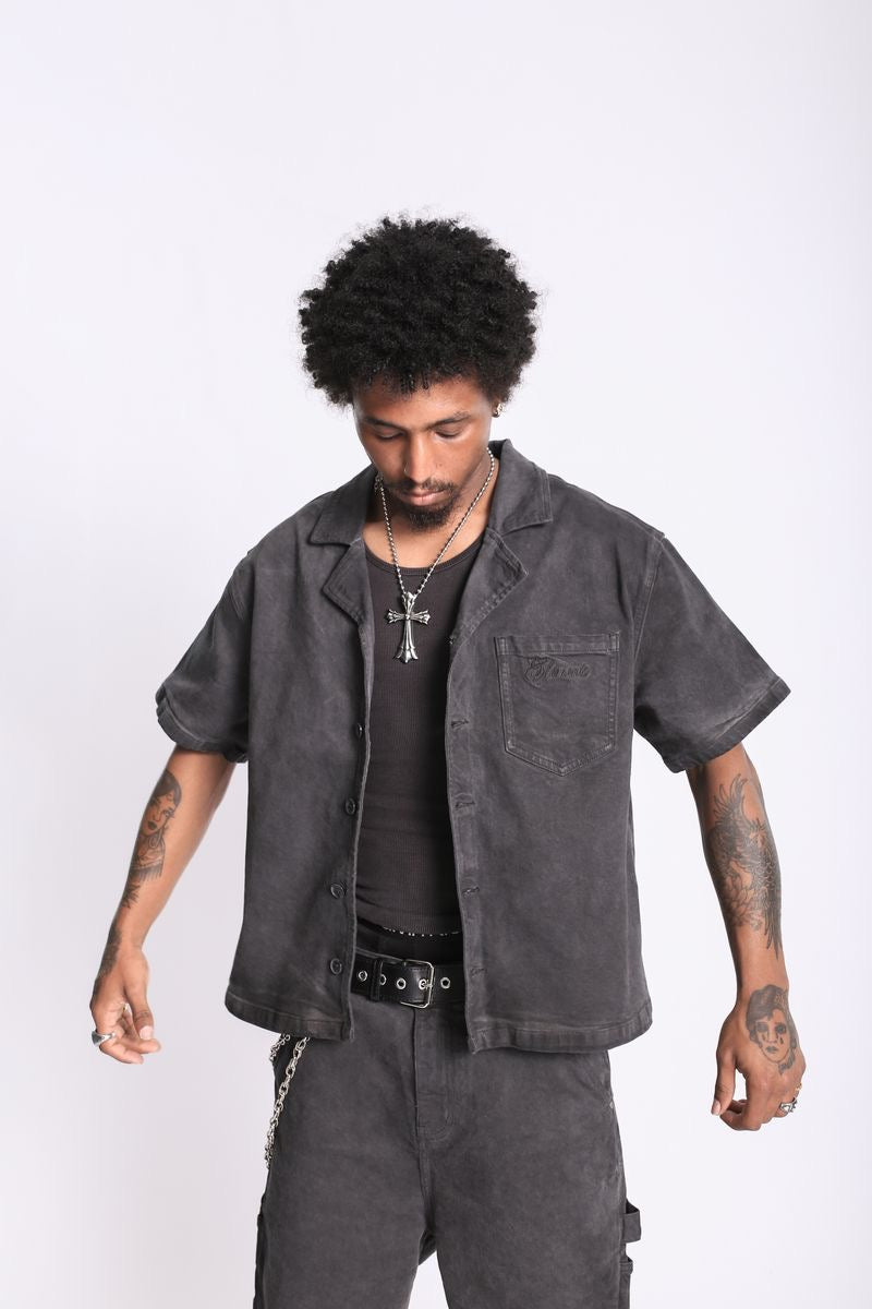 Elements of Art "Wondering" Button Up Grey