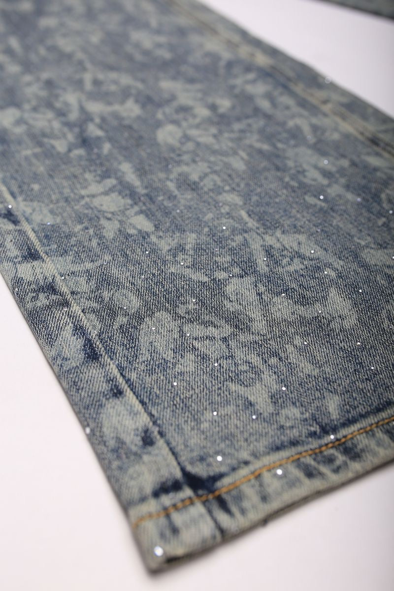 Elements of Art "Angel" Rhinestone Relaxed Pants Light Indigo