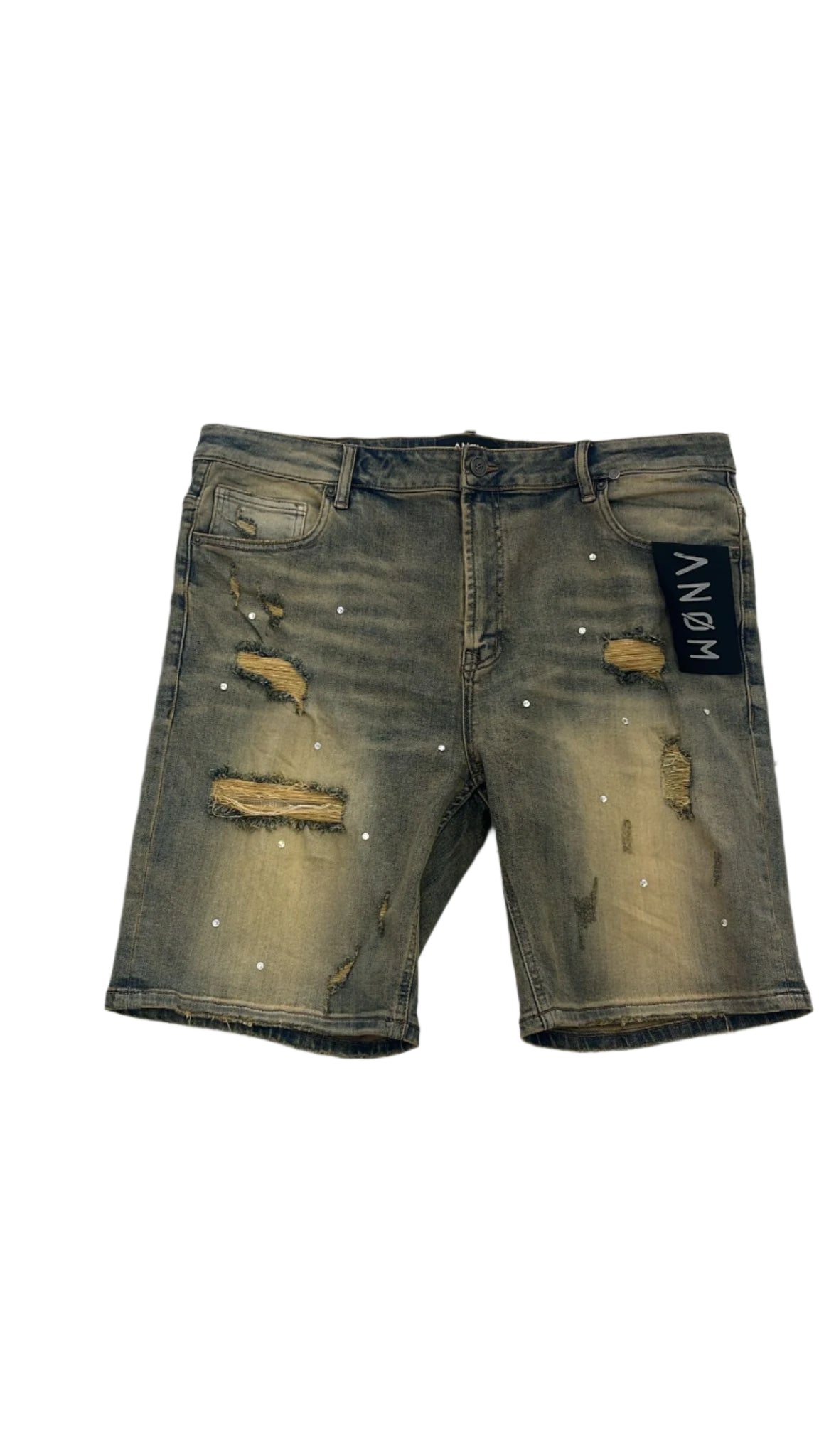 Anom Customized Diamond Shorts Vintage Wash
