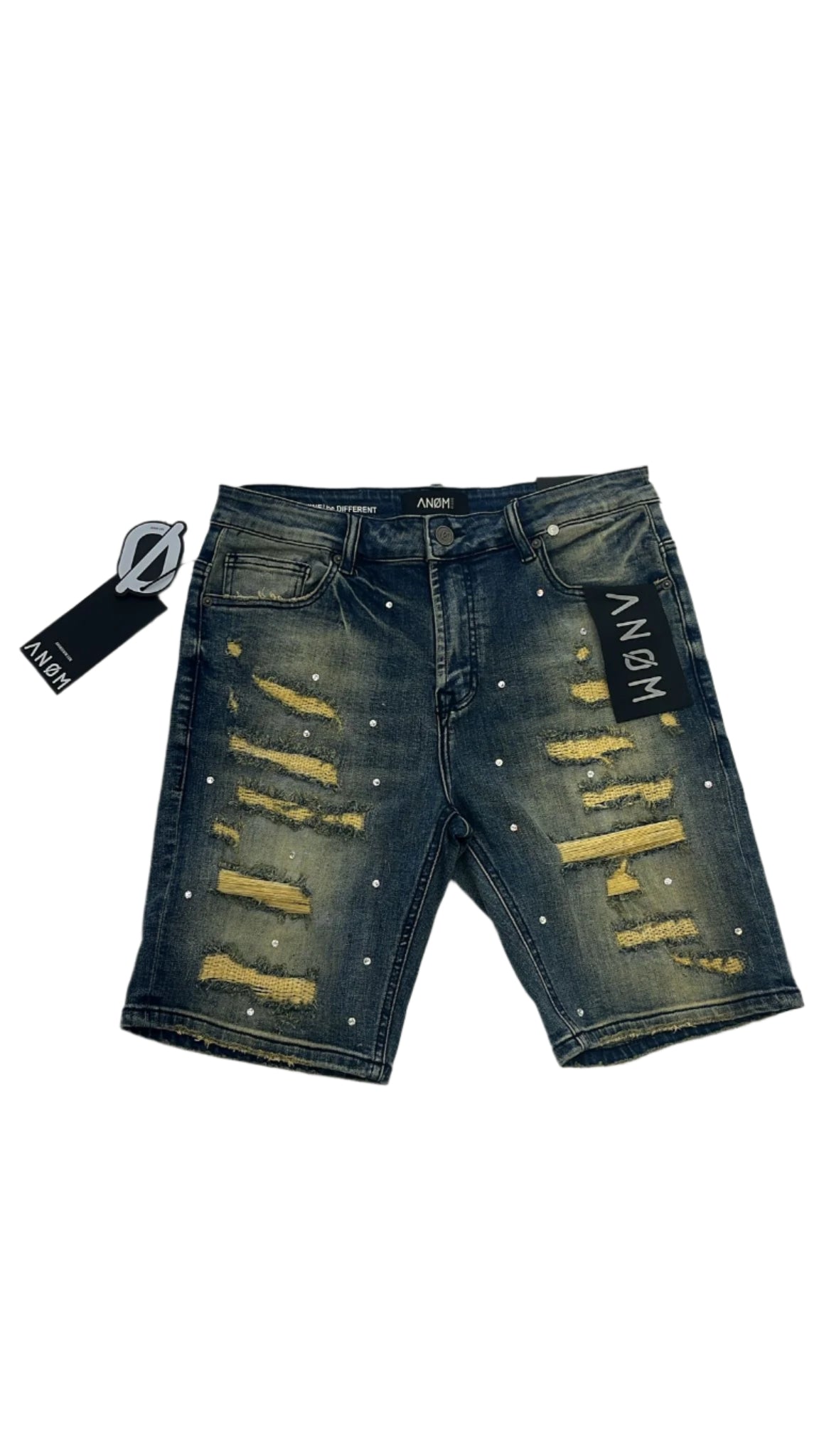 Anom Customized Diamond Shorts Vintage Blue